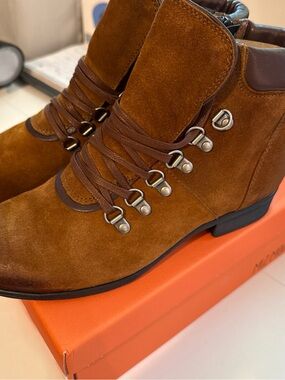 Miz Mooz Rust Brown Suede Lace-Up Ankle Booties